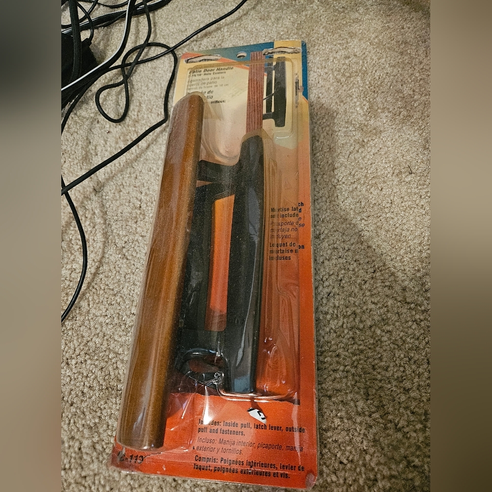 Prime Line Patio Door Handle Black Metal & Wood C1131 New/Open Package.